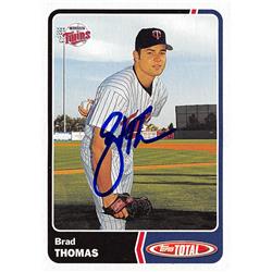 Brad Thomas Autographed Baseball Card - Minnesota Twins, FT 2003 Topps Total - No.817