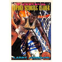 585067 Larry Johnson Autographed Basketball Card - Charlotte Hornets 1993 Topps Scoring Leader - No.394