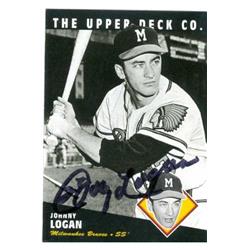 585645 Johnny Logan Autographed Baseball Card - Milwaukee Braves 1994 Upper Deck - No.83 All Time Heroes Bat