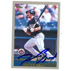 585759 Derek Bell Autographed Baseball Card - New York Mets 2000 Topps Baseball Card - No.T113 Topps Traded Blue Sharpie