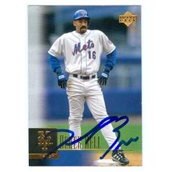 585762 Derek Bell Autographed Baseball Card - New York Mets 2001 Upper Deck Baseball Card - No.217 - Blue Sharpie