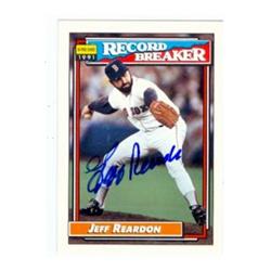 586108 Jeff Reardon Autographed Baseball Card - Boston Red Sox 1992 O-Pee-Chee Record Breaker - No.3
