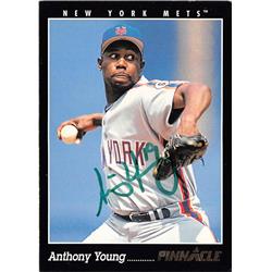 586945 Anthony Young Autographed Baseball Card - New York Mets 1993 Pinnacle - No.350