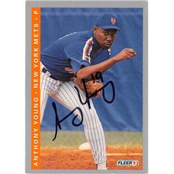 586953 Anthony Young Autographed Baseball Card - New York Mets 1993 Fleer - No.96