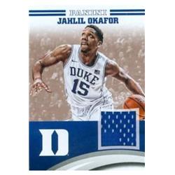 587447 Jahlil Okafor Player Worn Jersey Patch Basketball Card - Duke Blue Devils 2015 Panini Team Collection - No.JO-DU