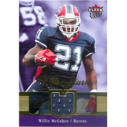 587725 Willis McGahee Player Worn Jersey Patch Football Card - Buffalo Bills 2007 Fleer Ultra Stars - No.USWM