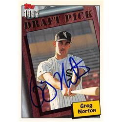 618788 Greg Norton Autographed Baseball Card - Chicago White Sox, SC 1994 Topps Draft Pick Rookie - No.758