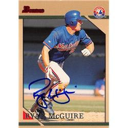 618906 Ryan McGuire Autographed Baseball Card - Montreal Expos, SC 1996 Bowman - No.216
