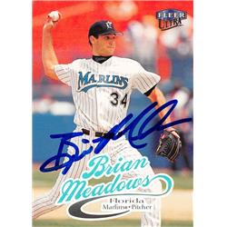 618931 Brian Meadows Autographed Baseball Card - Florida Marlins, SC 1999 Fleer Ultra - No.68