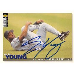 Eric Young autographed baseball card (Colorado Rockies) 1995 Upper Deck #446 - Football Slabbed Autographed Rookie Cards