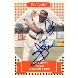 619485 Carl Everett Autographed Baseball Card - 1992 Pro - No.124 Greensboro Hornets Yankees Minor League 67