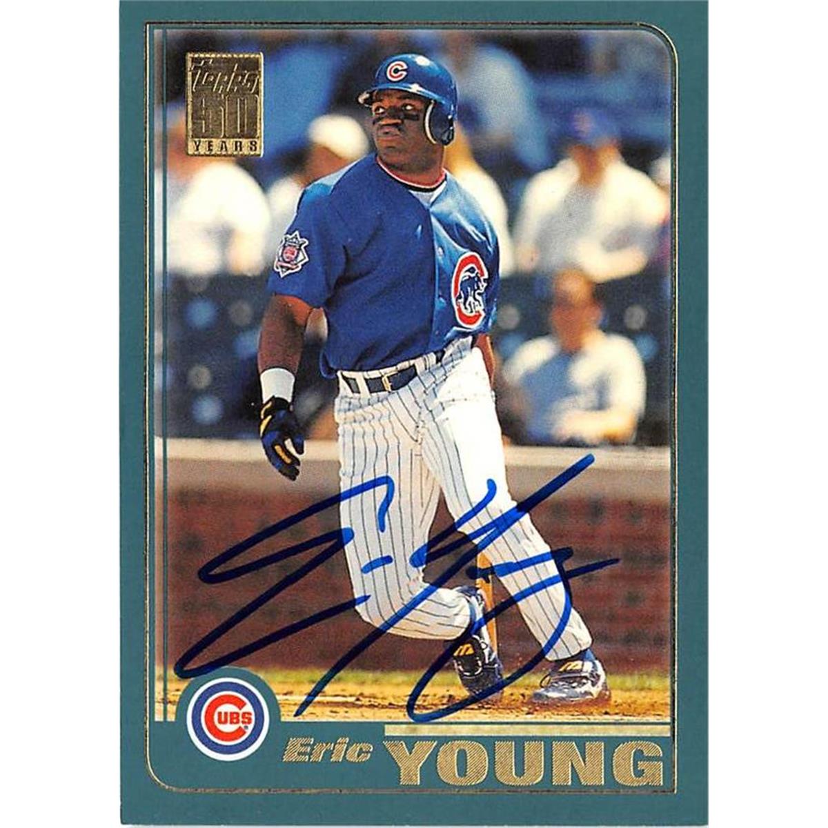 619580 Eric Young Autographed Baseball Card - Chicago Cubs 2001 Topps - No.53