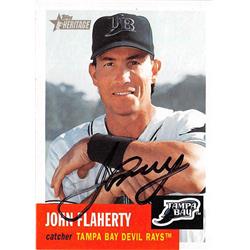John Flaherty autographed baseball card (Tampa Bay Devil Rays) 2002 Topps Heritage #217 - Baseball Slabbed Autographed Cards