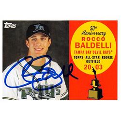 619640 Rocco Baldelli Autographed Baseball Card - Tampa Bay Rays 2008 Topps Rookie Cup - No.AR82