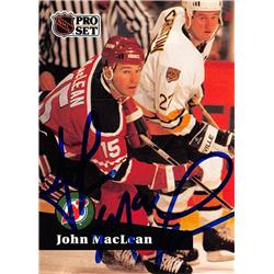 620036 John MacLean Autographed Hockey Card - New Jersey Devils 1991 Pro Set - No.136