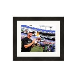 620464 8 x 10 in. John Harbaugh Autographed Photo - Baltimore Ravens Super Bowl Coach - No.SC5 Go Ravens Matted & Framed Sticker Edition