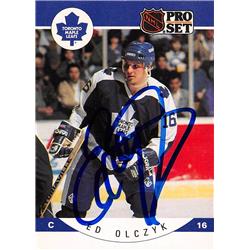620807 Ed Olczyk Autographed Hockey Card - Toronto Maple Leafs, 67 1990 Pro Set - No.286