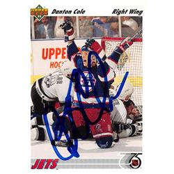 621069 Danton Cole Autographed Hockey Card - Winnipeg Jets, 67 1992 Upper Deck - No.210