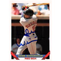 626344 Herm Winningham Autographed Baseball Card - Boston Red Sox 1993 Topps - No.377