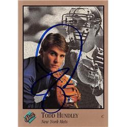 626415 Todd Hundley Autographed Baseball Card - New York Mets 1992 Leaf Studio - No.66