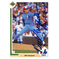 626468 Bill Sampen Autographed Baseball Card - Montreal Expos 1991 Upper Deck - No.661