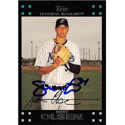 626495 Scott Olsen Autographed Baseball Card - Florida Marlins 2007 Topps - No.557