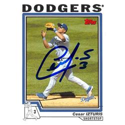 626589 Cesar Izturis Autographed Baseball Card - Los Angeles Dodgers 2004 Topps - No.114