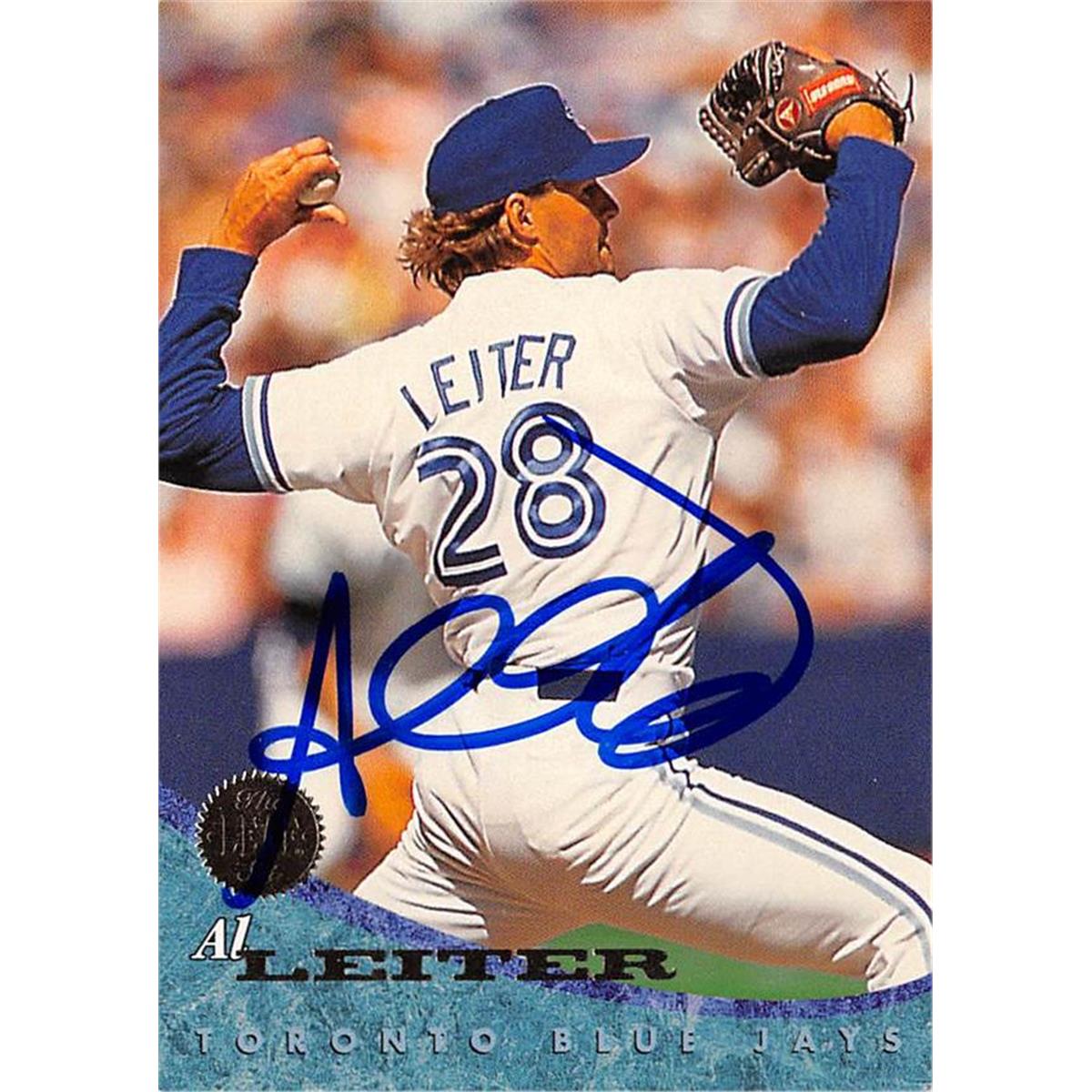 626728 Al Leiter Autographed Baseball Card - Toronto Blue Jays 1994 Leaf - No.95