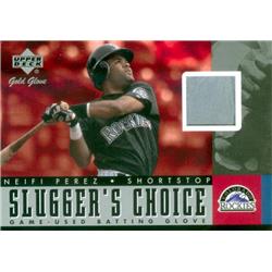 627030 Neifi Perez Player Worn Jersey Patch Baseball Card - Colorado Rockies 2001 Upper Deck Gold Glove - No.SCNP