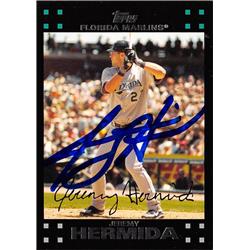 637336 Jeremy Hermida Autographed Baseball Card - Florida Marlins 2007 Topps - No.525