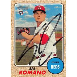 637452 Sal Romano Autographed Baseball Card - Cincinnati Reds 2017 Topps Heritage Rookie - No.622