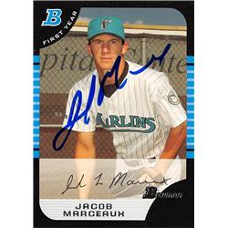 637668 Jacob Marceaux Autographed Baseball Card - Florida Marlins 2006 Bowman First Year Rookie - No.BDP92