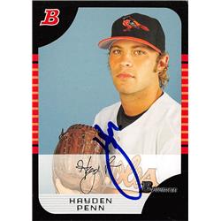 637678 Hayden Penn Autographed Baseball Card - Baltimore Orioles 2005 Bowman Rookie - No.BDP27