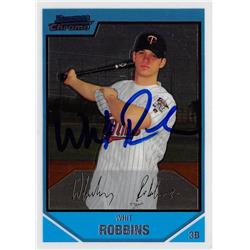 637714 Whit Robbins Autographed Baseball Card - Minnesota Twins 2007 Bowman Chrome Rookie - No.BC175