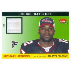 Michael Jenkins Player Worn cap hat Patch Football Card - Atlanta Falcons 2004 Fleer Tradition Rookie Hats Off - No.HOMJ