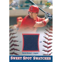649668 Darin Erstad Player Worn Jersey Patch Baseball Card - Anaheim Angels 2002 Upper Deck Sweet Spot - No.SDE