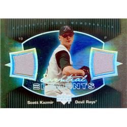 649755 Scott Kazmir Player Worn Jersey Patch Baseball Card - Tampa Bay Devil Rays 2007 Upper Deck Essential Elements - No.EESK