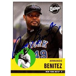 651016 Armando Benitez Autographed Baseball Card - New York Mets, FT 2001 Upper Deck Vintage - No.280