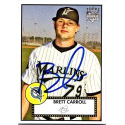 651246 Brett Carroll Autographed Baseball Card - Florida Marlins, FT 2007 Topps 52 Rookie - No.36