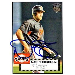 651275 Nate Schierholtz Autographed Baseball Card - San Francisco Giants, FT 2007 Topps 52 Rookie - No.18