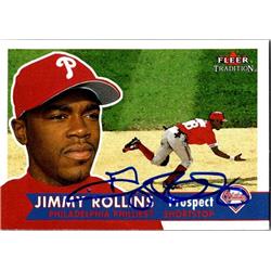 Autograph Warehouse 651313 Jimmy Rollins Autographed Baseball Card - Philadelphia Phillies, ft 2001 Fleer Tradition - No.377