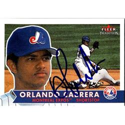 651322 Orlando Cabrera Autographed Baseball Card - Montreal Expos, FT 2001 Fleer Tradition - No.66