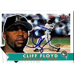 651330 Cliff Floyd Autographed Baseball Card - Florida Marlins, FT 2001 Fleer Tradition - No.153