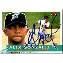 651332 Alex Gonzalez Autographed Baseball Card - Florida Marlins, FT 2001 Fleer Tradition - No.27
