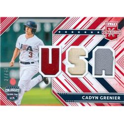 583180 Cadyn Grenier Player Worn Jersey Patch Baseball Card - Team USA, 67 2018 Panini Elite Collegiate - No.USAMCG LE 37-49