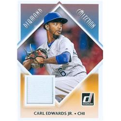 583262 Carl Edwards Jr. Player Worn Jersey Patch Baseball Card - Chicago Cubs 2018 Panini Donruss Diamond Collection - No.DCCE