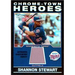 Shannon Stewart Player Worn Jersey Patch Baseball Card - Minnesota Twins 2004 Topps Chrome Town Heroes - No.CHRSST