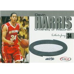 Picture of Autograph Warehouse 583464 Devin Harris Player Worn Jersey Patch Basketball Card - Wisconsin Badgers - 2004 Sage Silver Rookie No.JS6 LE 26-50