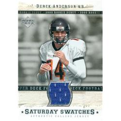 Derek Anderson Player Worn Jersey Patch Football Card - Oregon State Beavers - 2005 Upper Deck Sunday Swatches Rookie Debut No.SADA
