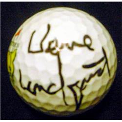 653114 Verne Lundquist Autographed Golf Ball - Type B - Broadcaster - with Display Cube